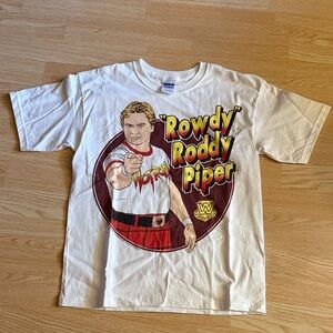 Gildan White Rowdy Roddy Piper Graphic Tee